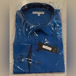 Paskal Lamour‎ Men’s Dress Shirt Made In Turkey Measures XL Solid Blue *NWT*